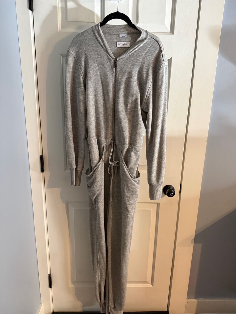 Rivet Utility Maven Cozy Zip-Front Jumpsuit in Light Gray
